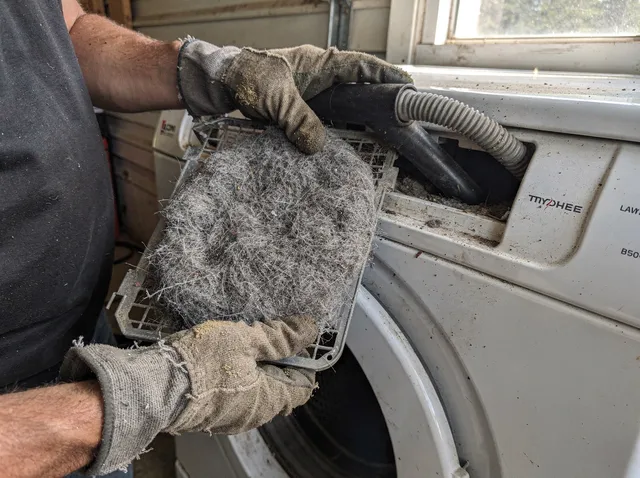Cleaning Dryer Lint Trap in Westport