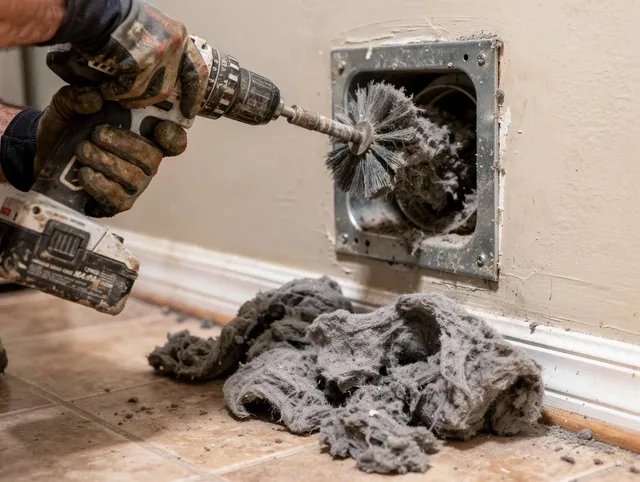Certified Westport Dryer Vent Cleaning technician performing dryer vent cleaning in Westport