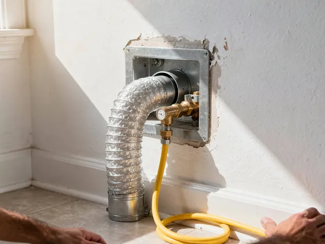 Westport Dryer Vent Cleaning certified technician performing specialized gas dryer vent cleaning in Westport
